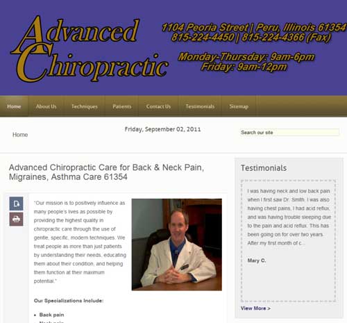 Advanced Chiropractic - Chamber Member Website Promotion