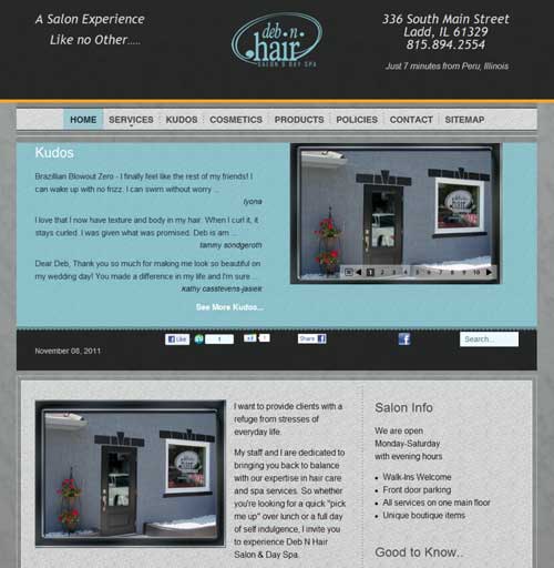 Deb-N-Hair Salon & Spa is one of our newest customers and web site designs.