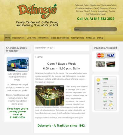 Delaney's Family Restaurant in Oglesby officers catering for all occasions, breakfast and country style buffets in a casual dining atmosphere with a full menu. 