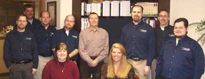 Connecting Point's Industry Certified Support and Service Engineers:  Back Row - Matt Staats, Dave Pypno, Chris Matheson, Pat Brust, Jim DeBernardi, Eric Gibson, Roger Dettore, Todd Hight, Larry Mitchell.  Front Row - Jean Roberson and Sue Grady  