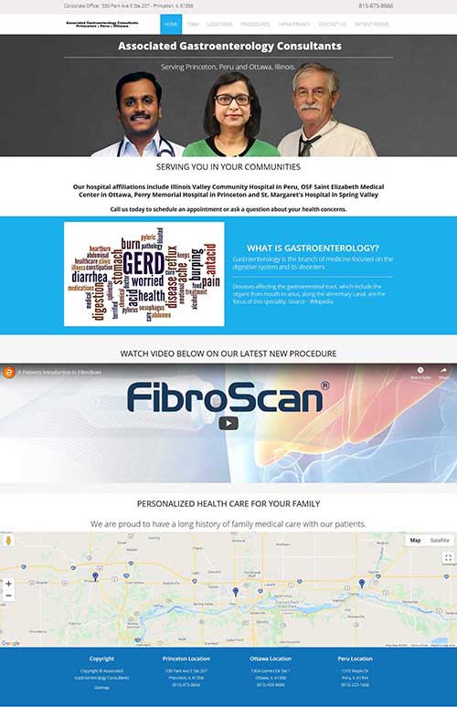 Recent website design project for Associated Gastroenterology Consultants.