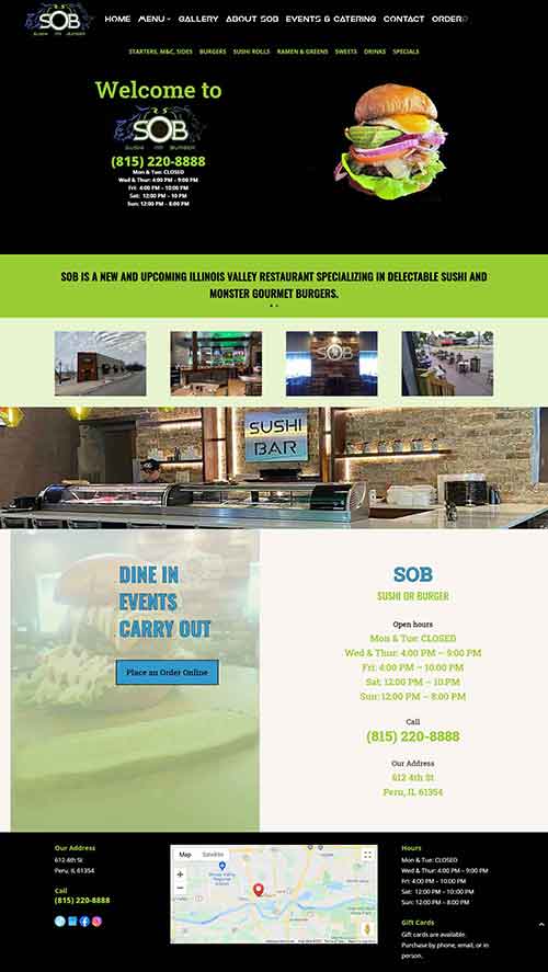 Website Design - SOB - Sushi or Burger Restaurant