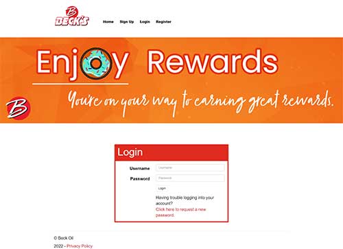 Beck's Rewards Website