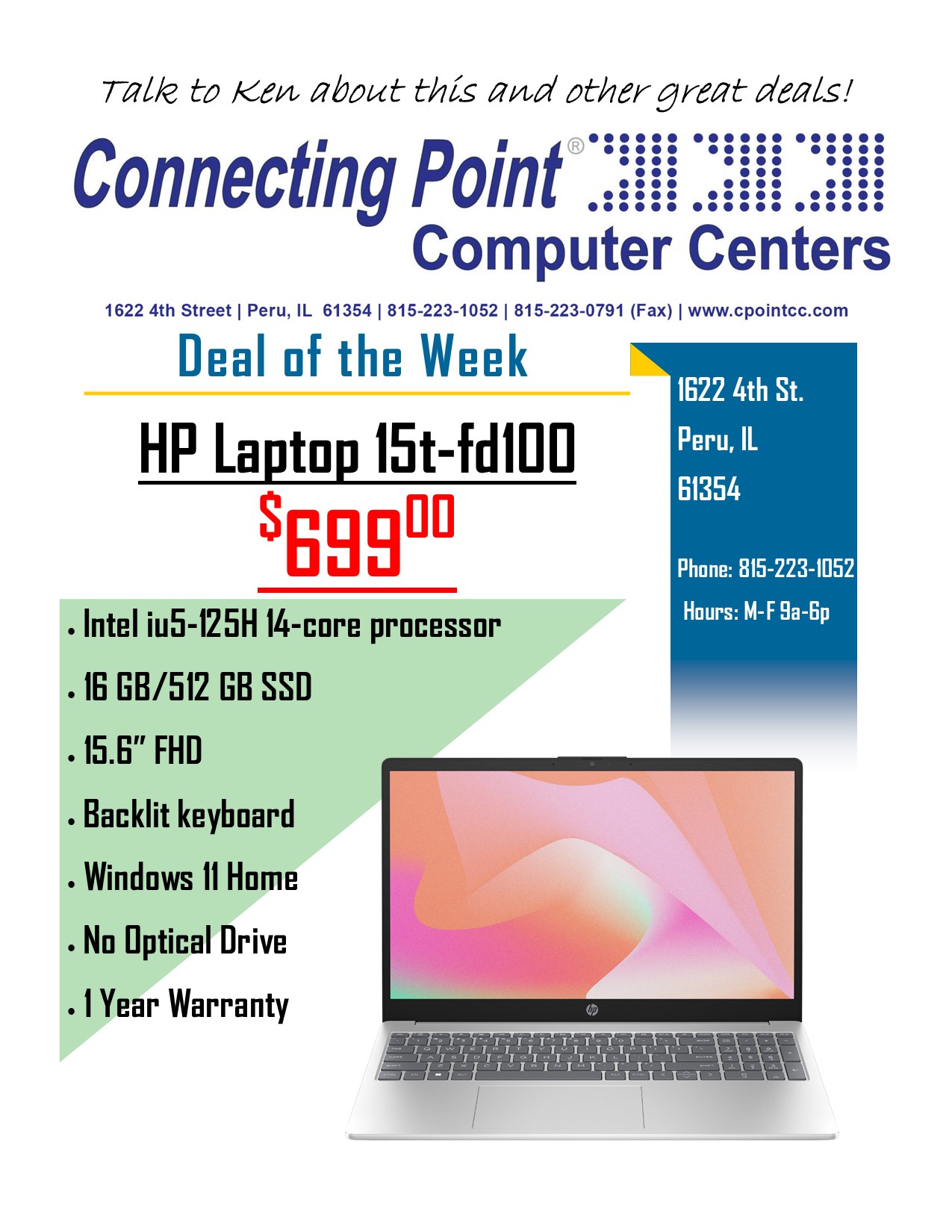 POTW 7-7-2025 HP Laptop 15t-fd100 only $699.00!!