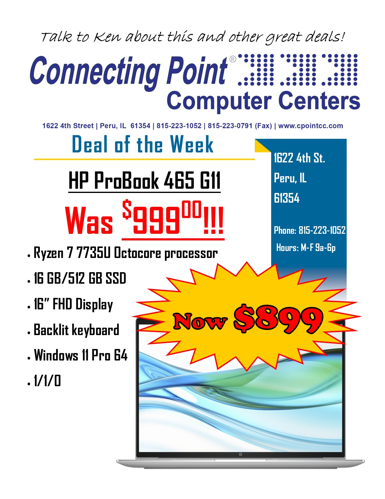 POTW 9-15-25 HP ProBook 465 G11 Now 899.00!