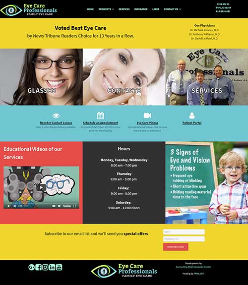 Website redesign screenshot for Eye Care Professionals
