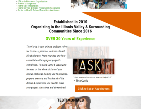 Professional Organiser Tina Curtis CMS website design, hosting and maintenance project in Illinois.