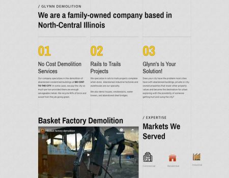 Glynn Demolition Website Design, Hennepin, IL
