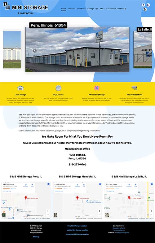 Website redesign project - B&B Mini Storage Peru, LaSalle, Mendota Illinois